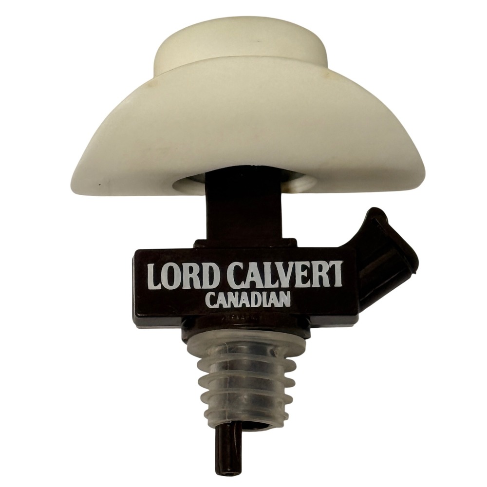 Vintage Lord Calvert Canadian Whisky Bottle Pourer Cowboy Hat Brown Plastic *